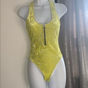Like Yellow Zip Up Body Suit